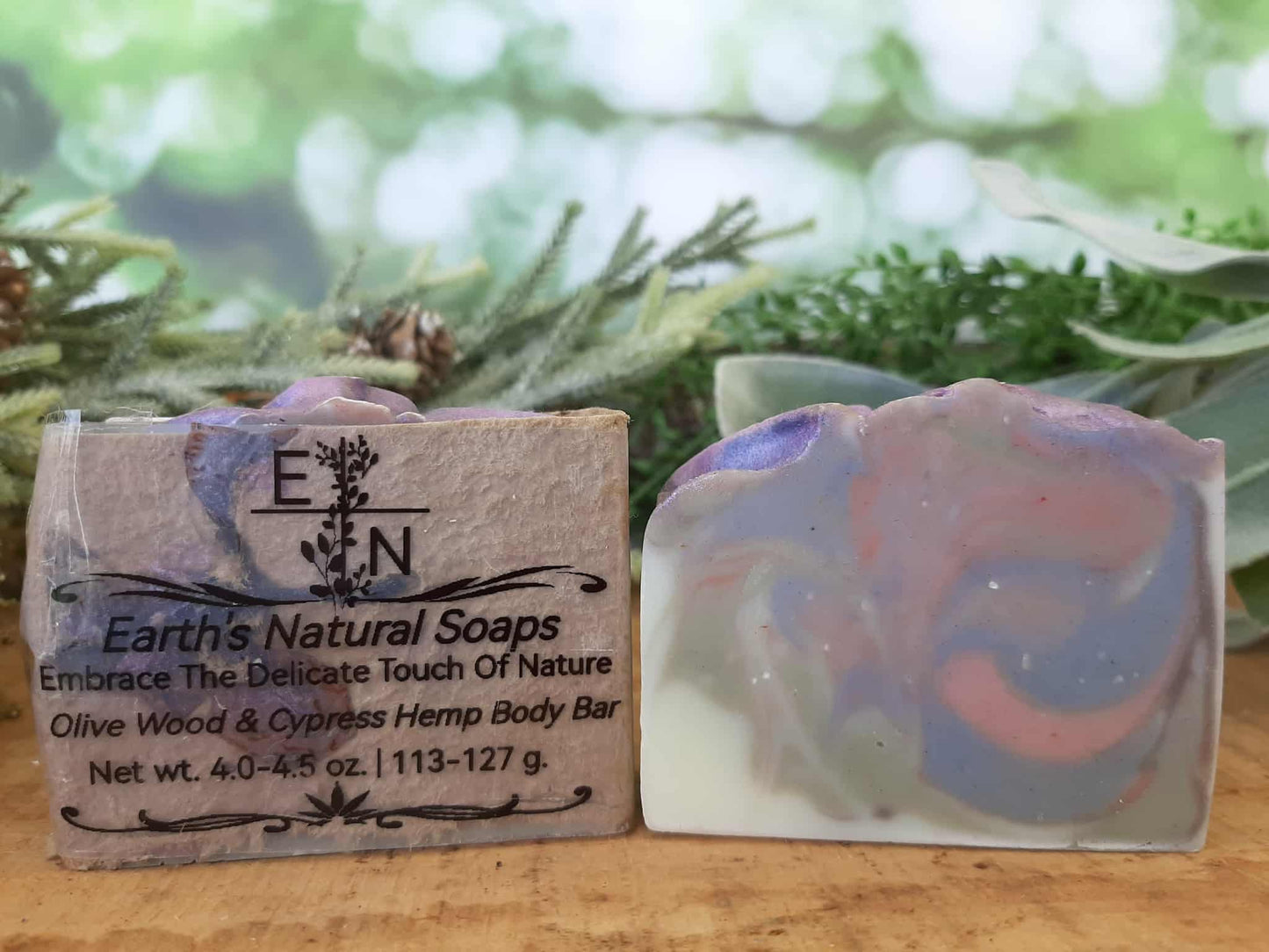Olive Wood and Cypress Hemp Body Bar