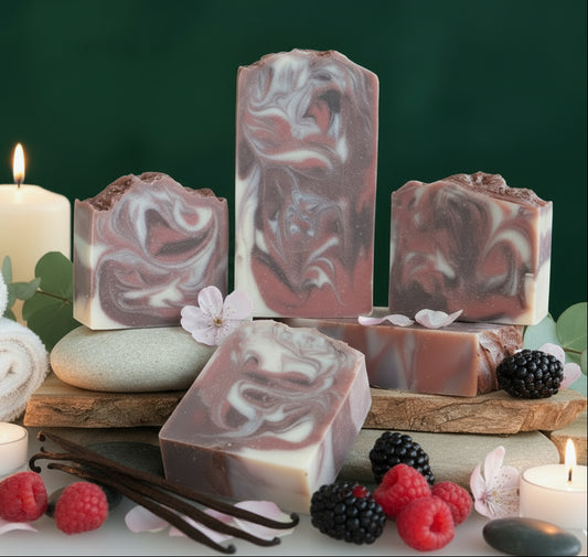 Handmade Black Raspberry Vanilla activated charcoal tallow hemp soap – sweet plum wine, orchid & musk scent, deep detox – Earth’s Natural Soaps