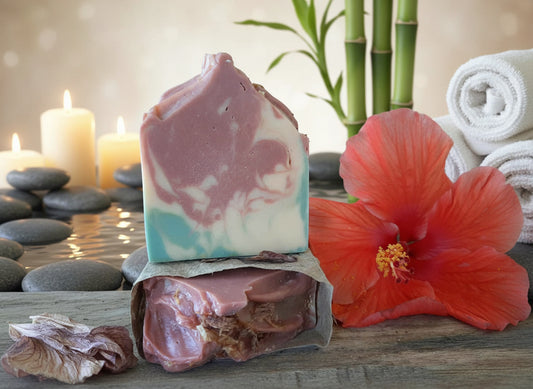 Handmade Organic Hibiscus & Nectar Hemp Body Bar with Dried Flowers