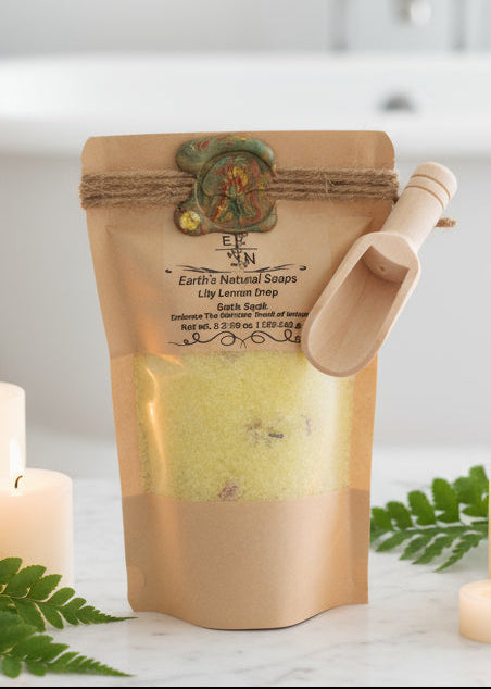 Handmade Organic Lemon Drop Lily Bath Soak with Botanicals