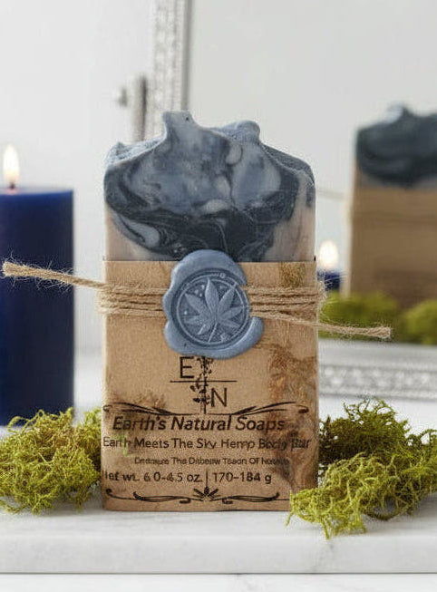 Homemade Earth Meets The Sky Activated  Charcoal Tallow Hemp Body Bar