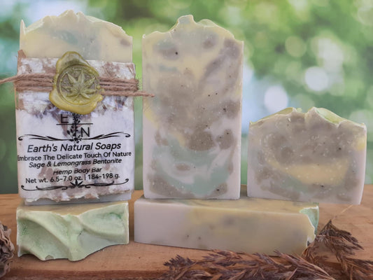 Sage & Lemongrass Bentonite Clay Hemp Body Bar