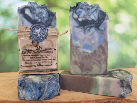 Earth Meets The Sky Activated  Charcoal Tallow Hemp Body Bar