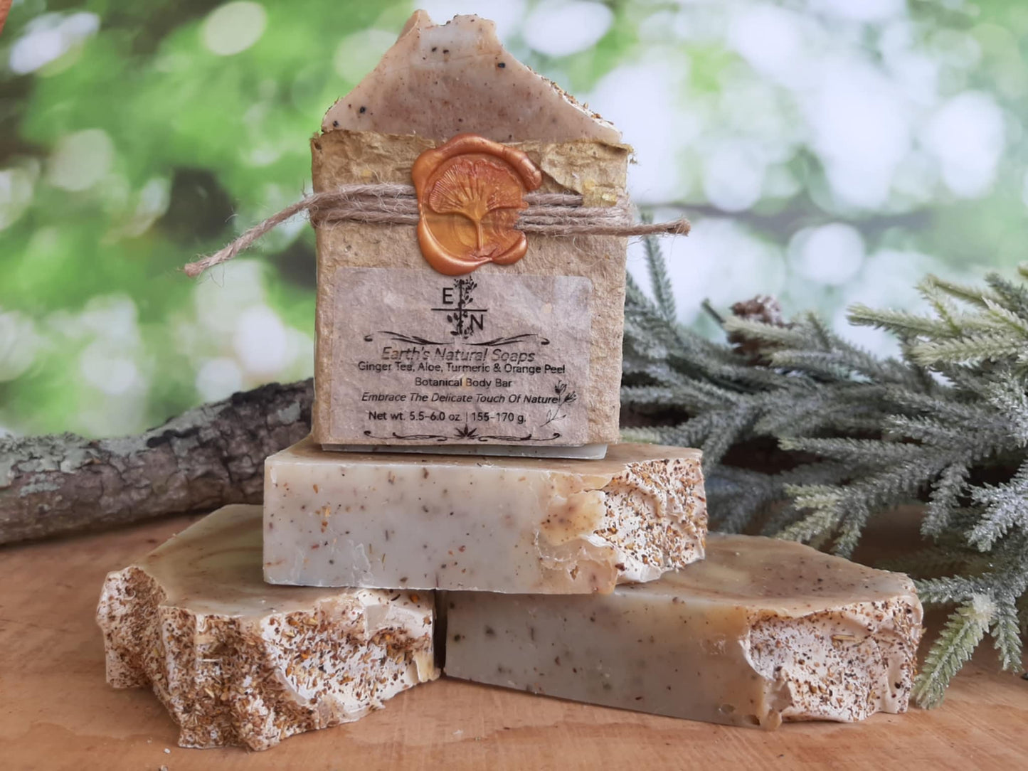 Ginger Tea, Turmeric, Aloe & Orange Peel Botanical Body Bar