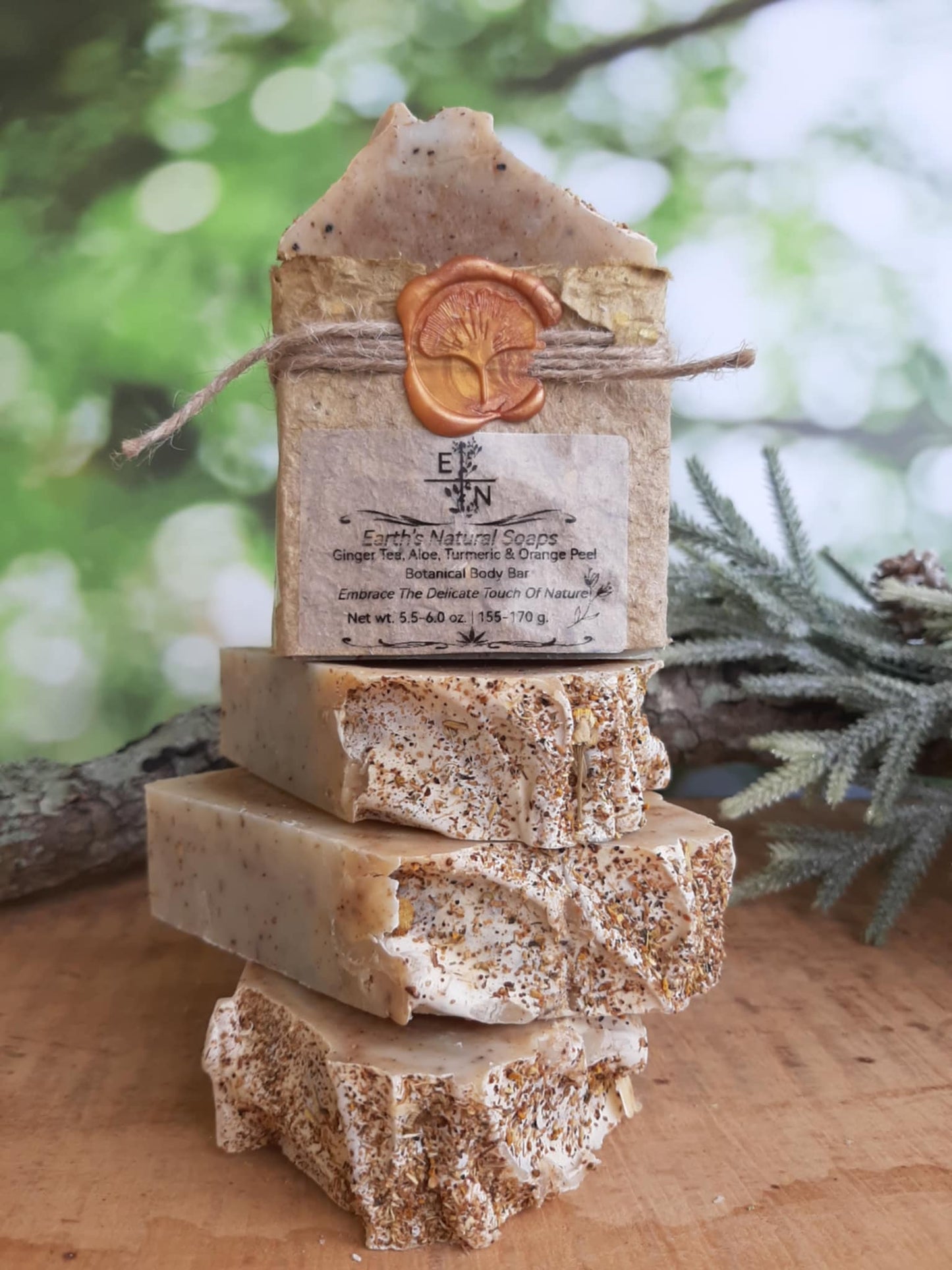 Ginger Tea, Turmeric, Aloe & Orange Peel Botanical Body Bar