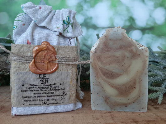 Ginger Tea, Turmeric, Aloe & Orange Peel Botanical Body Bar