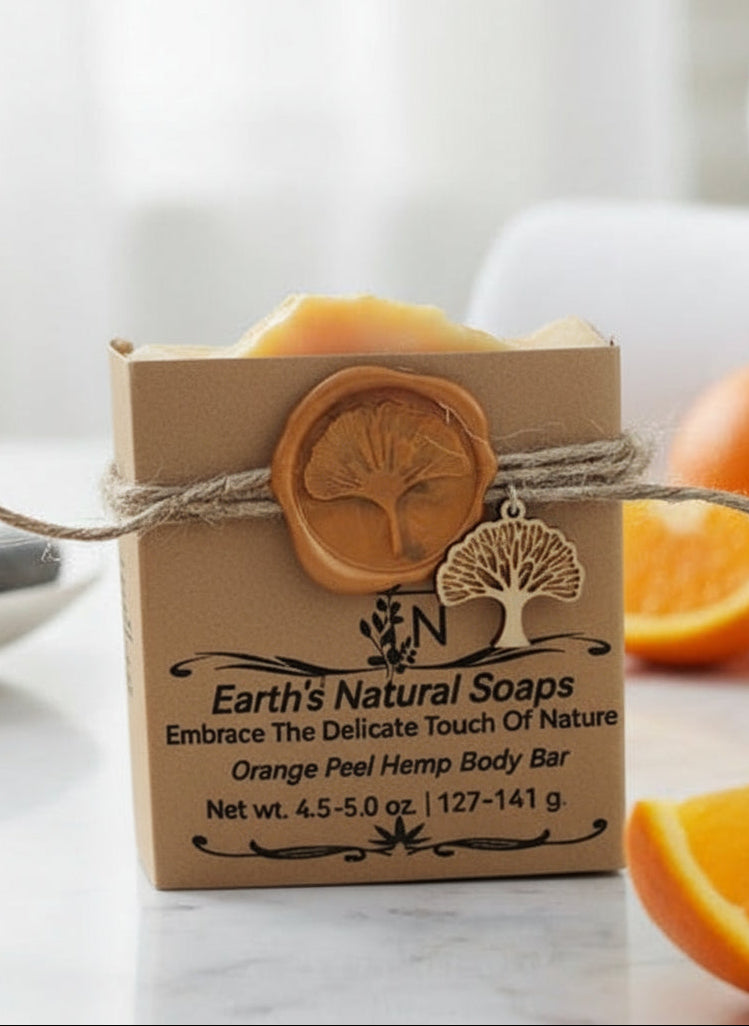 Handmade Organic Orange Peel Hemp Body Bar
