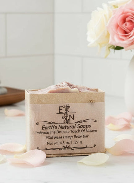 Handmade Organic Wild Rose Hemp Body Bar