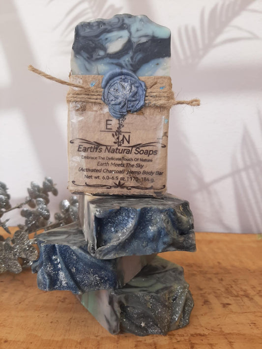 Earth Meets The Sky Activated  Charcoal Tallow Hemp Body Bar