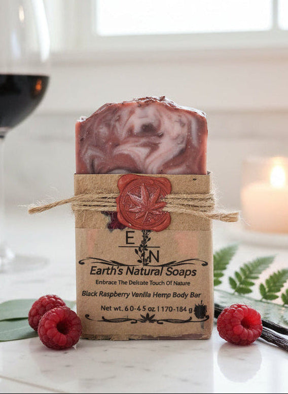Handmade Black Raspberry Vanilla (Activated Charcoal) Tallow Hemp Body Bar