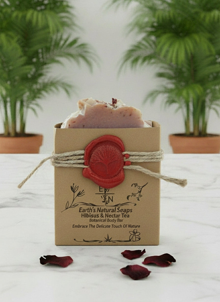 Handmade Organic Hibiscus Tea Aloe & Nectar Botanical Body Bar