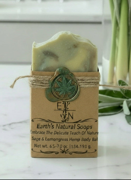 Handmade Sage & Lemongrass Bentonite Clay Hemp Body Bar