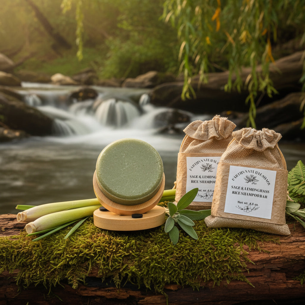 Handmade Organic Sage & Lemongrass Rice Shampoo Bar🌿