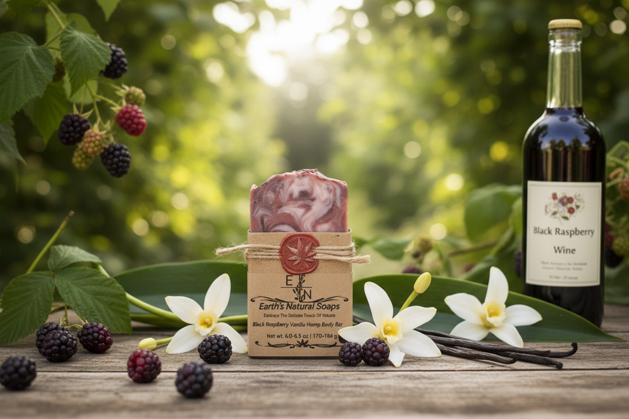 Handmade Black Raspberry Vanilla (Activated Charcoal) Tallow Hemp Body Bar