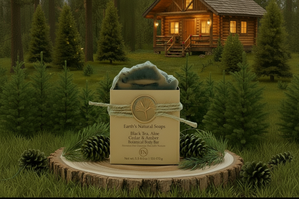 Earth's Natural Soaps Black Tea, Aloe, Cedar & Amber Botanical Body Bar