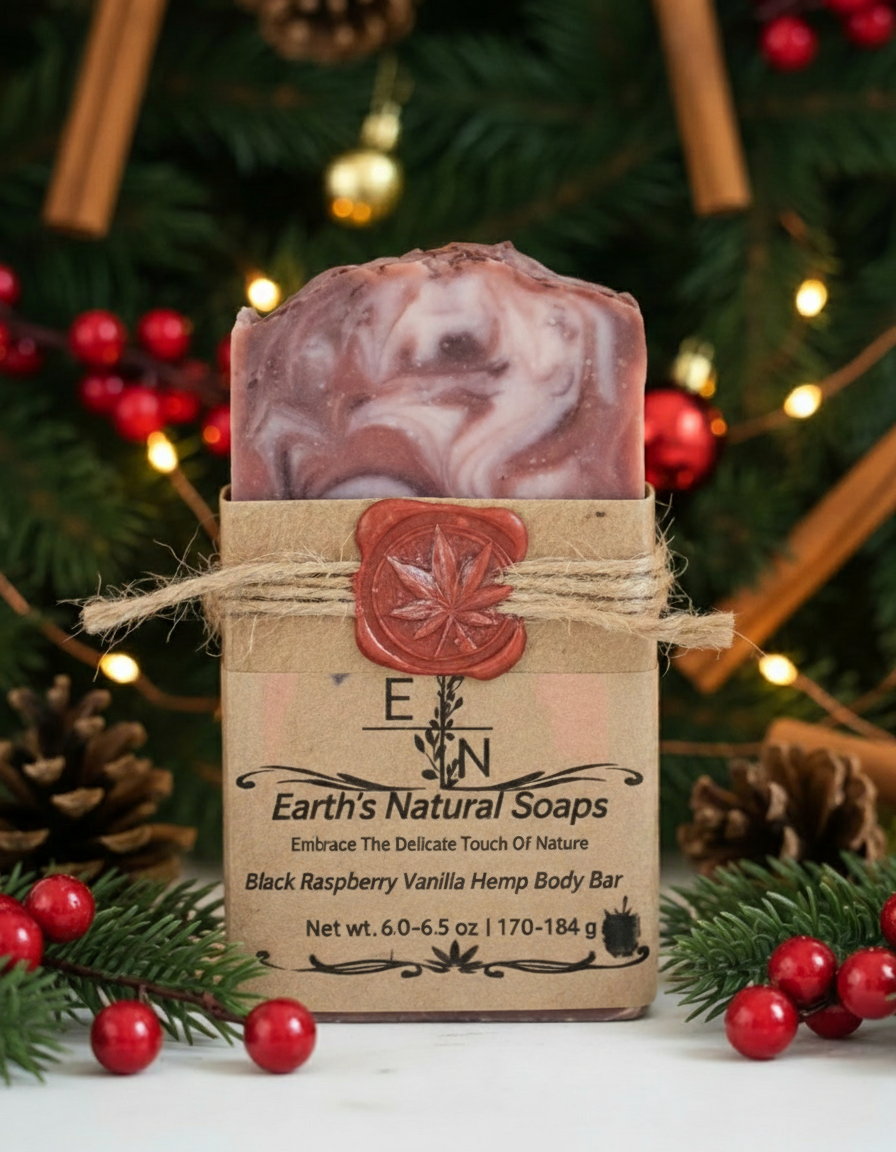 Handmade Black Raspberry Vanilla (Activated Charcoal) Tallow Hemp Body Bar