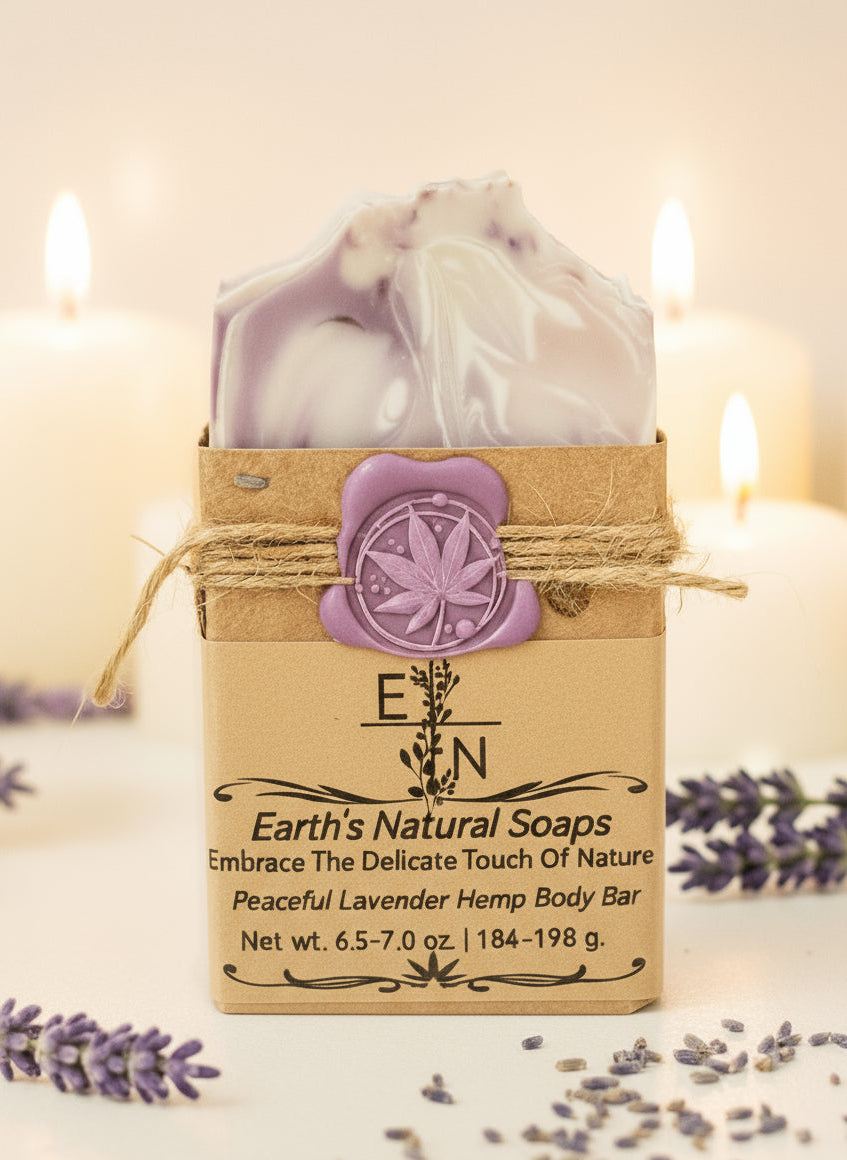 Handmade Organic Peaceful Lavender Hemp Body Bar