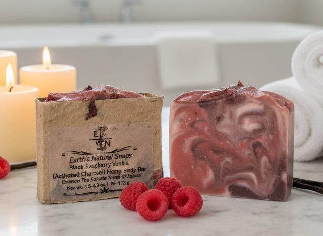 Handmade Black Raspberry Vanilla (Activated Charcoal) Tallow Hemp Body Bar