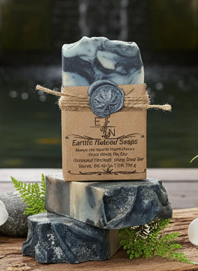 Handmade Earth Meets The Sky activated charcoal tallow hemp soap with grapefruit, geranium, vanilla & leather scent – deep detox – Earth’s Natural Soaps