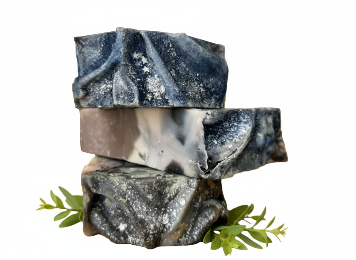 Handmade Earth Meets The Sky activated charcoal tallow hemp soap with grapefruit, geranium, vanilla & leather scent – deep detox – Earth’s Natural Soaps