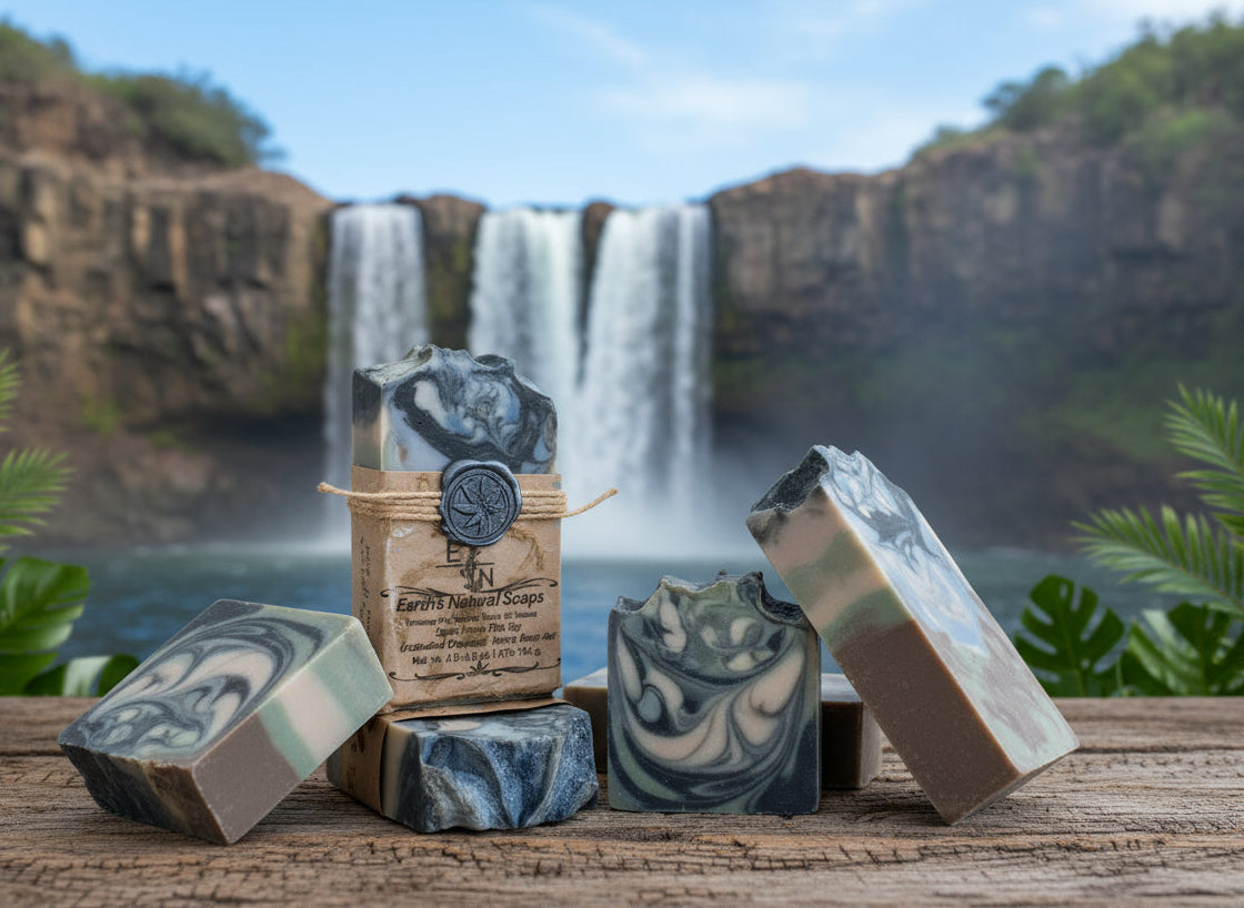 Handmade Earth Meets The Sky activated charcoal tallow hemp soap with grapefruit, geranium, vanilla & leather scent – deep detox – Earth’s Natural Soaps