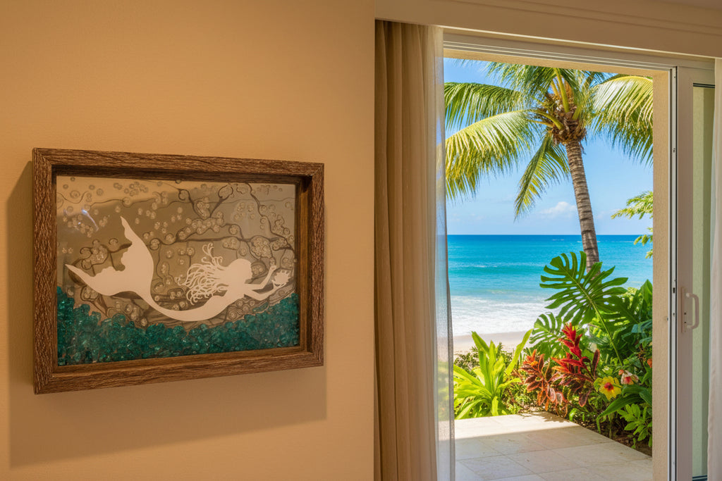 Framed Mermaid Ocean Scene