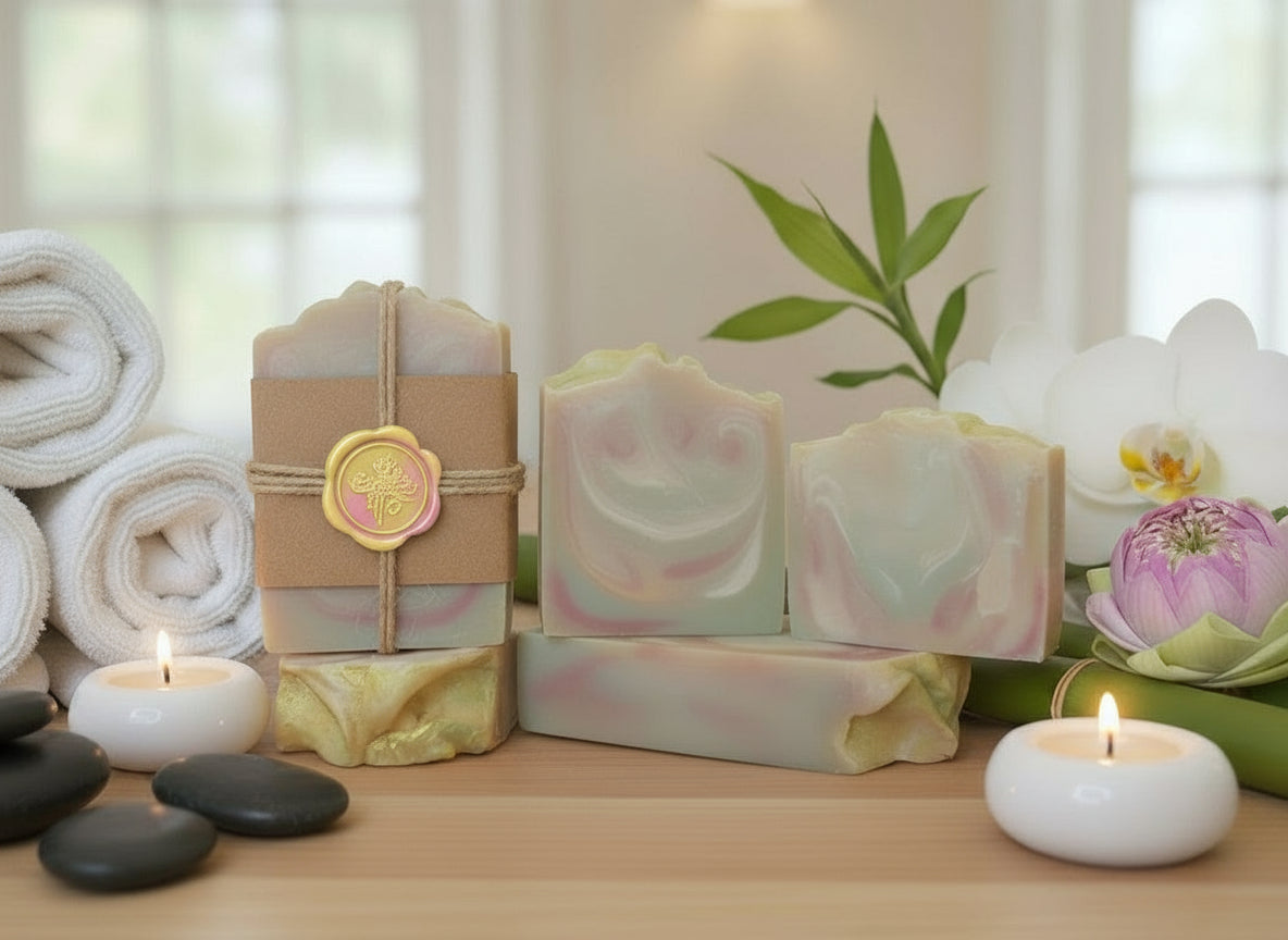 Handmade Lily Lemon Drop Hemp Body Bar Soap with creamy citrus lather