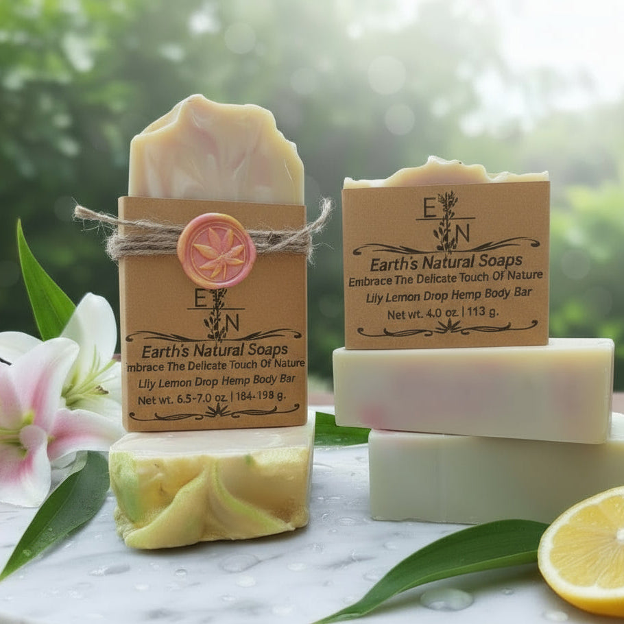 Handmade Lily Lemon Drop Hemp Body Bar – perfect vegan gift