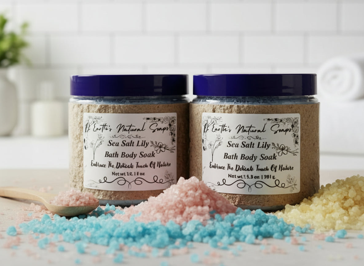 Handmade Organic Earth's Natural Bath Soaks – Sea Salt Lily
