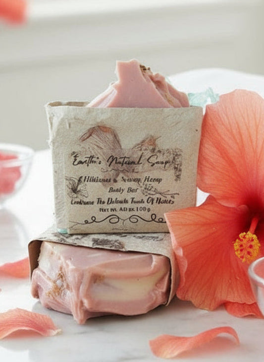 Handmade Organic Hibiscus  & Nectar Hemp Body Bar with Dried Flowers