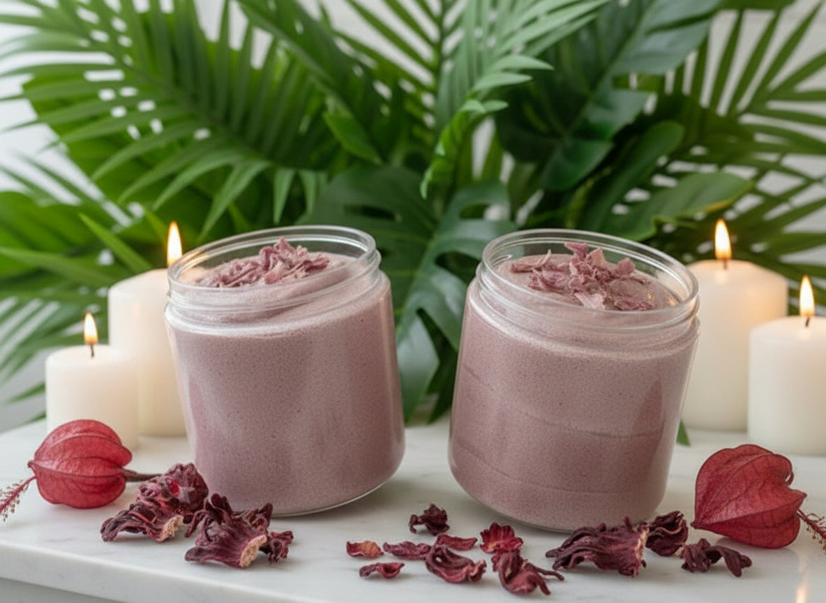 Handmade Organic Hibiscus & Nectar Whipped Sugar Scrub in Jar