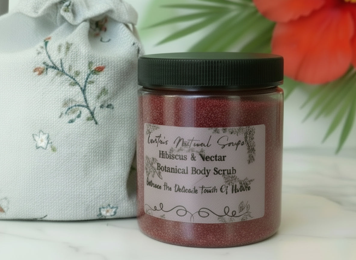 Handmade Organic Hibiscus & Nectar Whipped Sugar Scrub in Jar