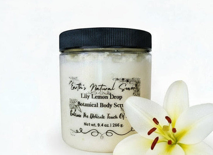 Handmade Organic Lily Lemon Drop Whipped Sugar Scrub in Jar