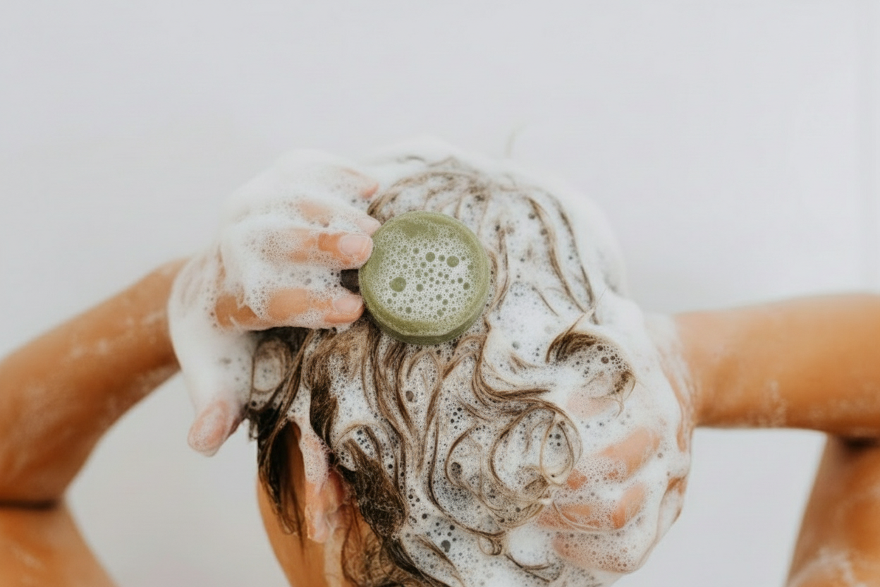 Handmade Organic Sage & Lemongrass Rice Shampoo Bar for Volume and Shine