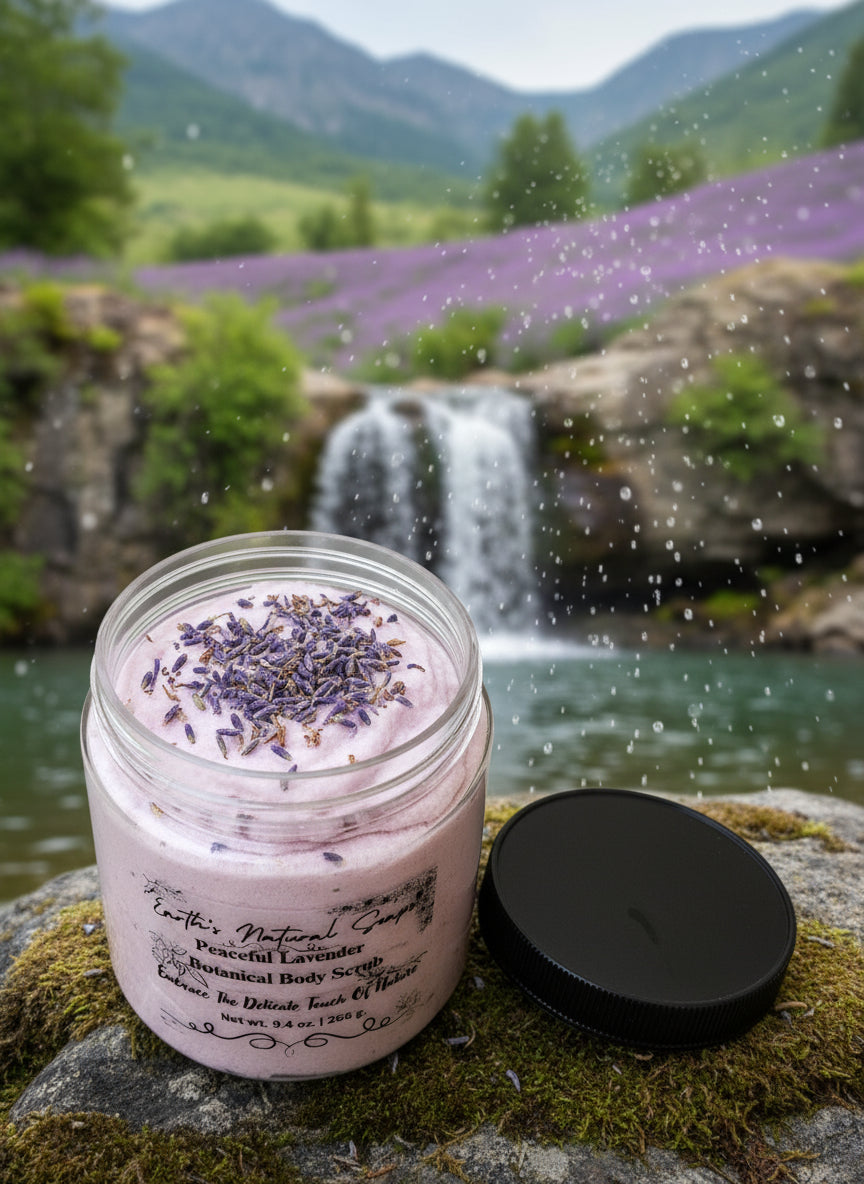 Handmade Organic Peaceful Lavender Whipped Sugar Scrub in Jar