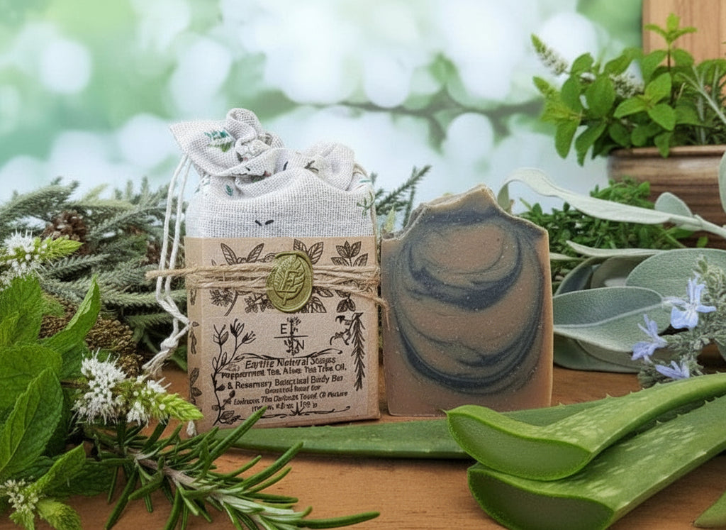 Handmade Organic Peppermint Tea & Rosemary Botanical Body Bar with Real Aloe Shop Now