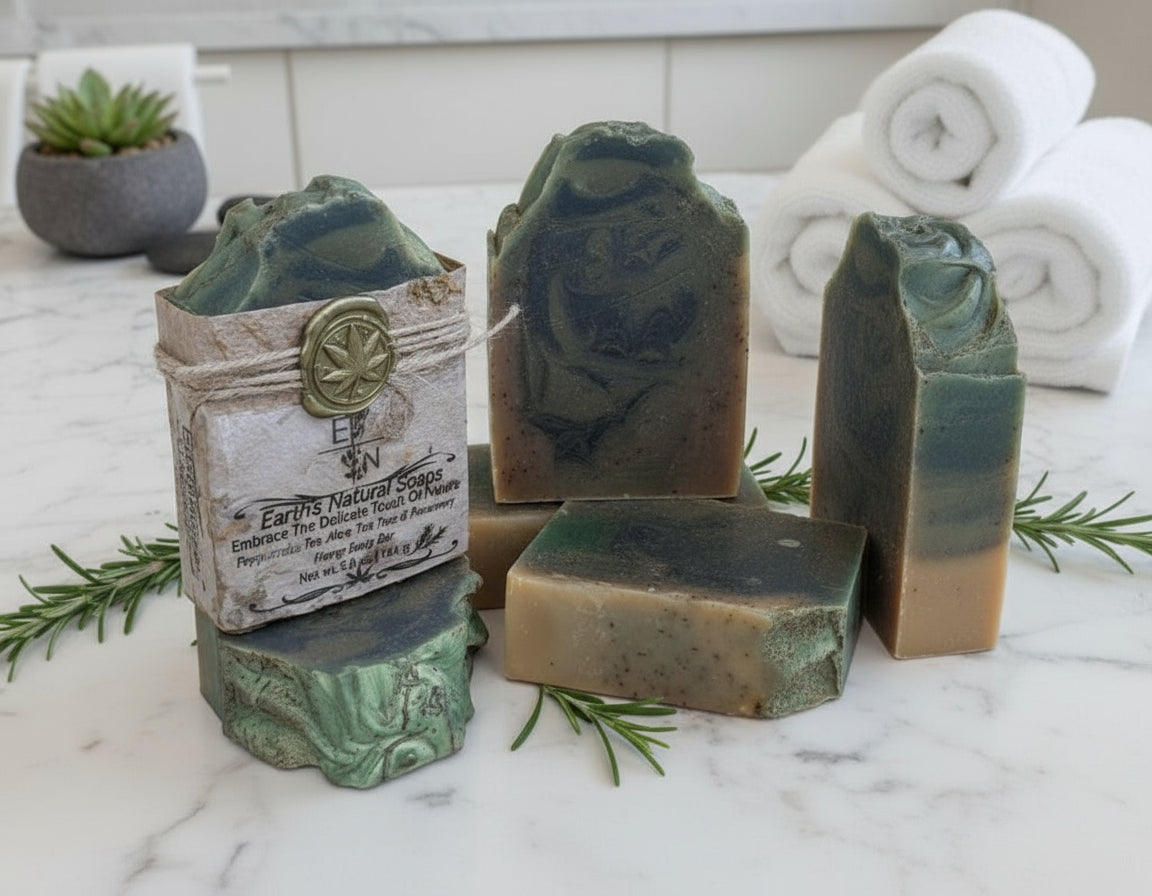 Handmade Organic Peppermint Tea & Rosemary Botanical Body Bar with Real Aloe Shop Now!