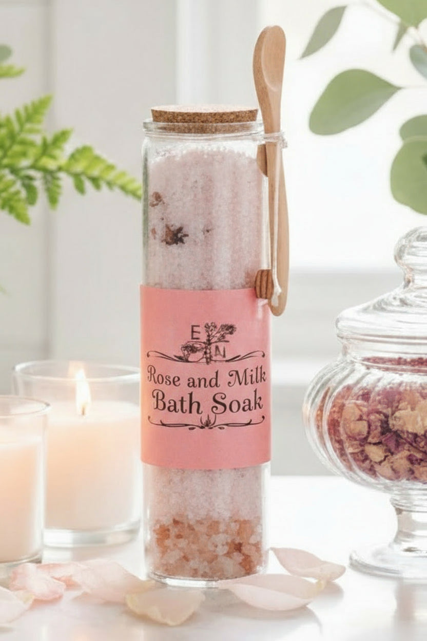 Handmade Organic Rose & Milk Bath Soak with Honey & Vitamin E