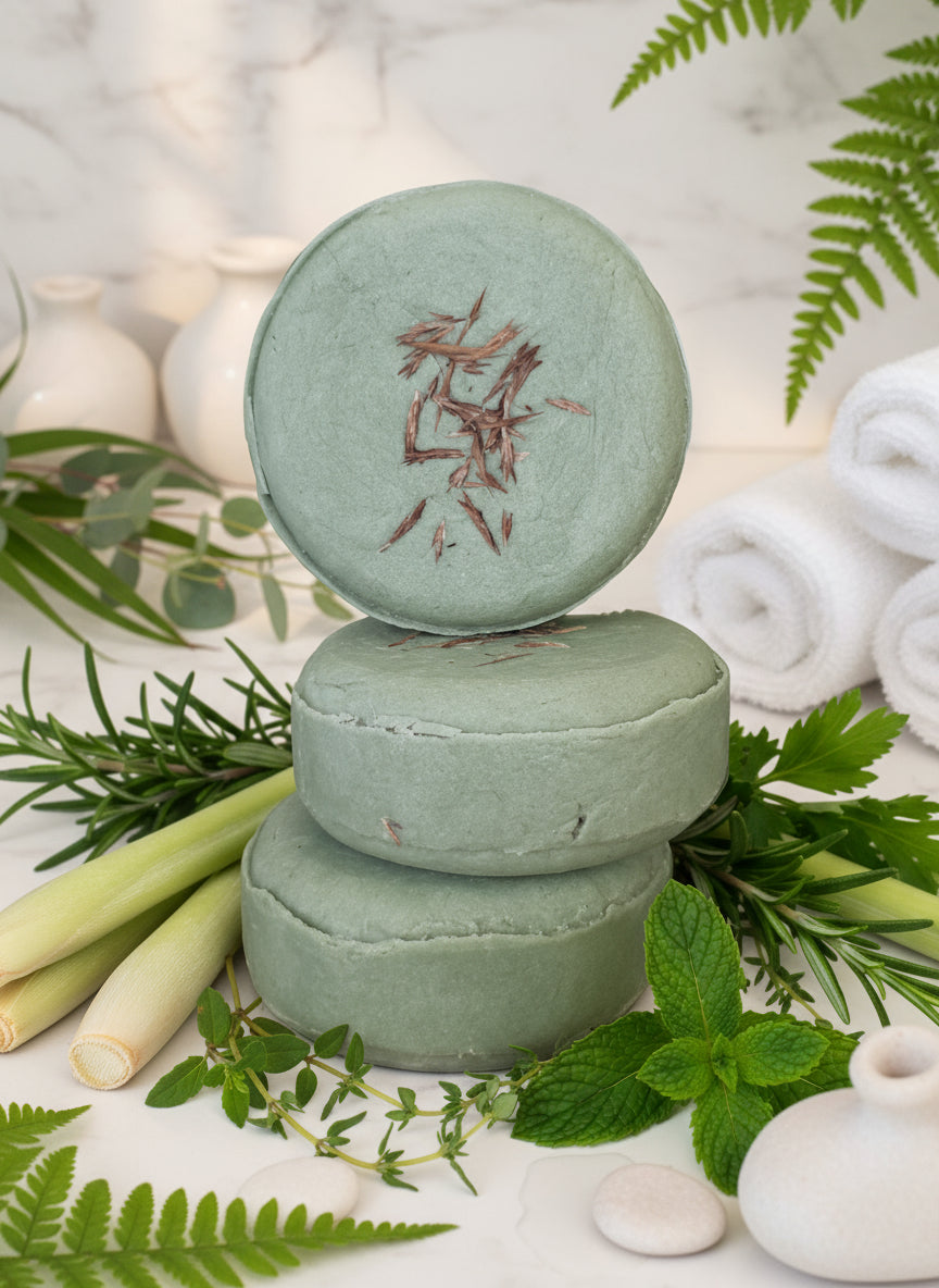 Handmade Organic Sage & Lemongrass Rice Shampoo Bar for Volume and Shine