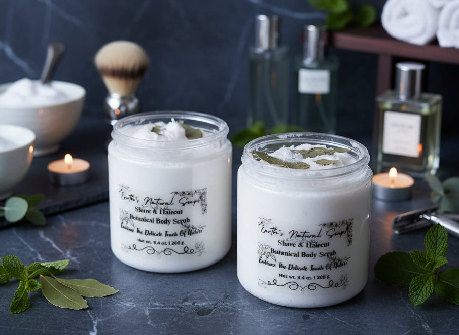 Handmade Organic Shave & Haircut Whipped Sugar Scrub in Jar
