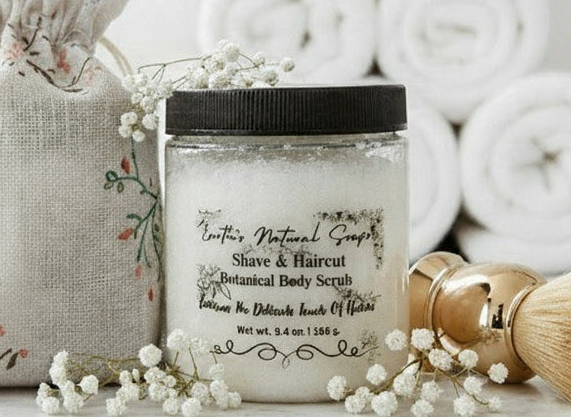 Handmade Organic Shave & Haircut Whipped Sugar Scrub in Jar