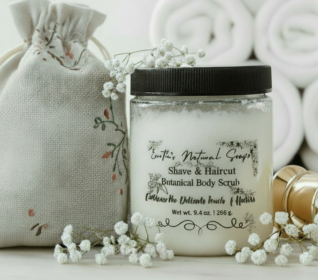 Handmade Organic Shave & Haircut Whipped Sugar Scrub in Jar