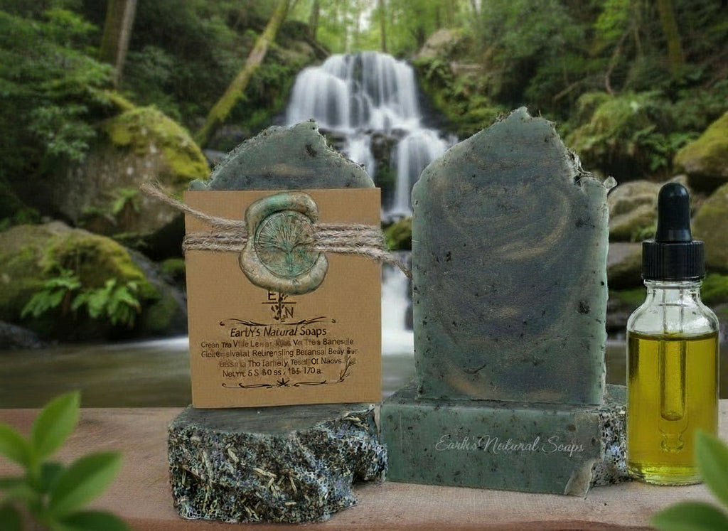 Handmade Organic Eucalyptus & Spearmint Refresh Skincare Gift Set with Body Scrub, Bath Soak, and Botanical Soap.