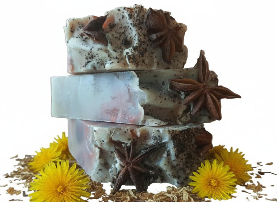 Handmade Organic Temple Tree & Dandelion Root Tea Body Bar with Natural Tea Infusion