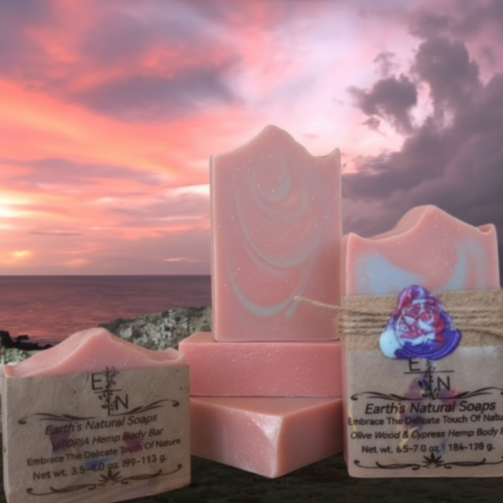 Handmade organic Utopia tallow hemp body bar with emerald green tea swirls and gold mica, bergamot slices on marble with sandalwood smoke, luxury spa serenity