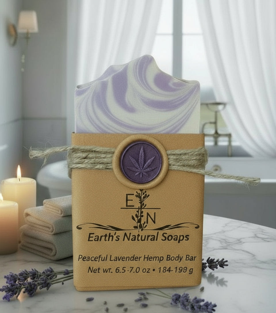 Handmade Peaceful Lavender Hemp Body Bar – perfect calming gift 