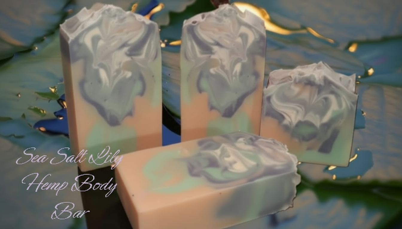 Small (4.0oz) and Large (6.5oz) Handmade Sea Salt & Lily Hemp Body Bar