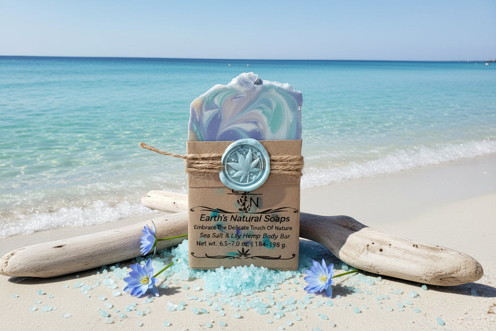 Handmade Sea Salt & Lily Hemp Body Bar – perfect clean, coastal gift  