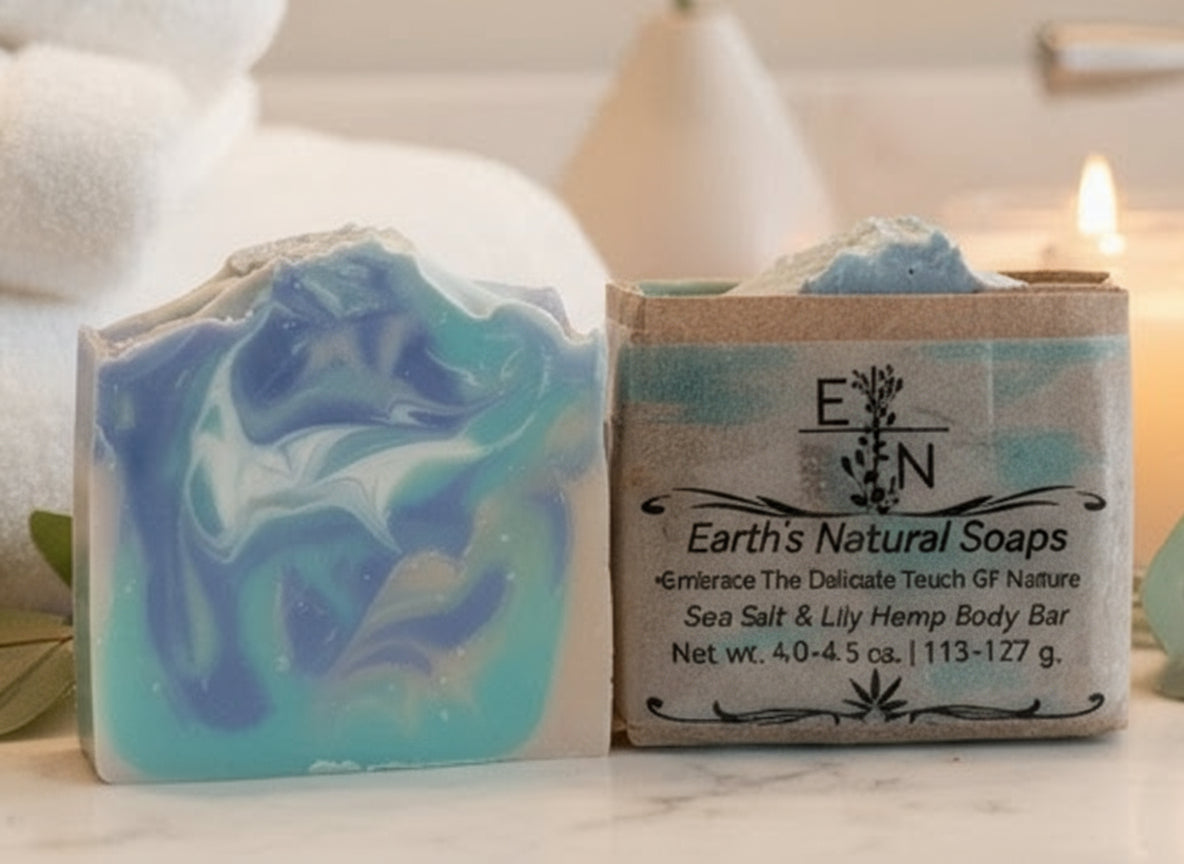 Rich creamy lather from Handmade Sea Salt & Lily Hemp Body Bar – 60+ washes  