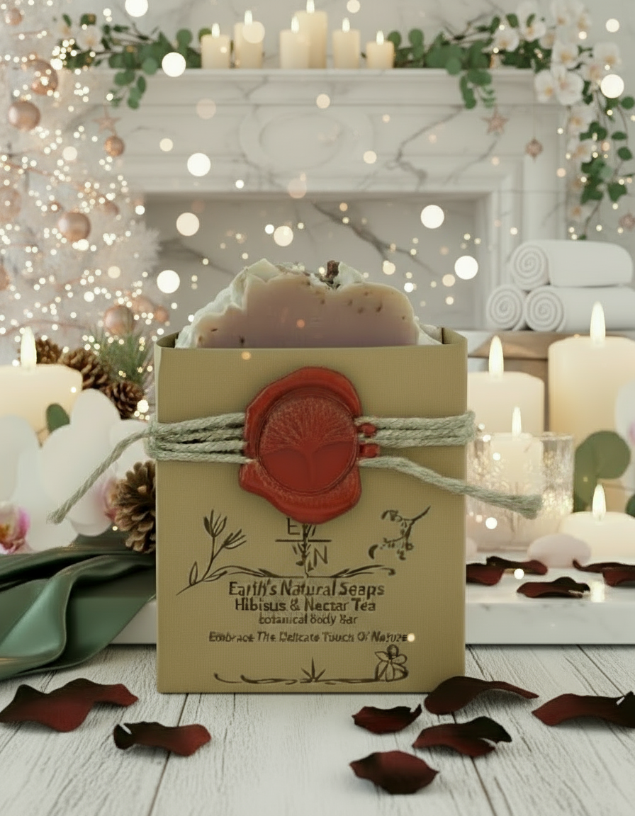 Handmade Organic Hibiscus Tea Aloe & Nectar Botanical Body Bar